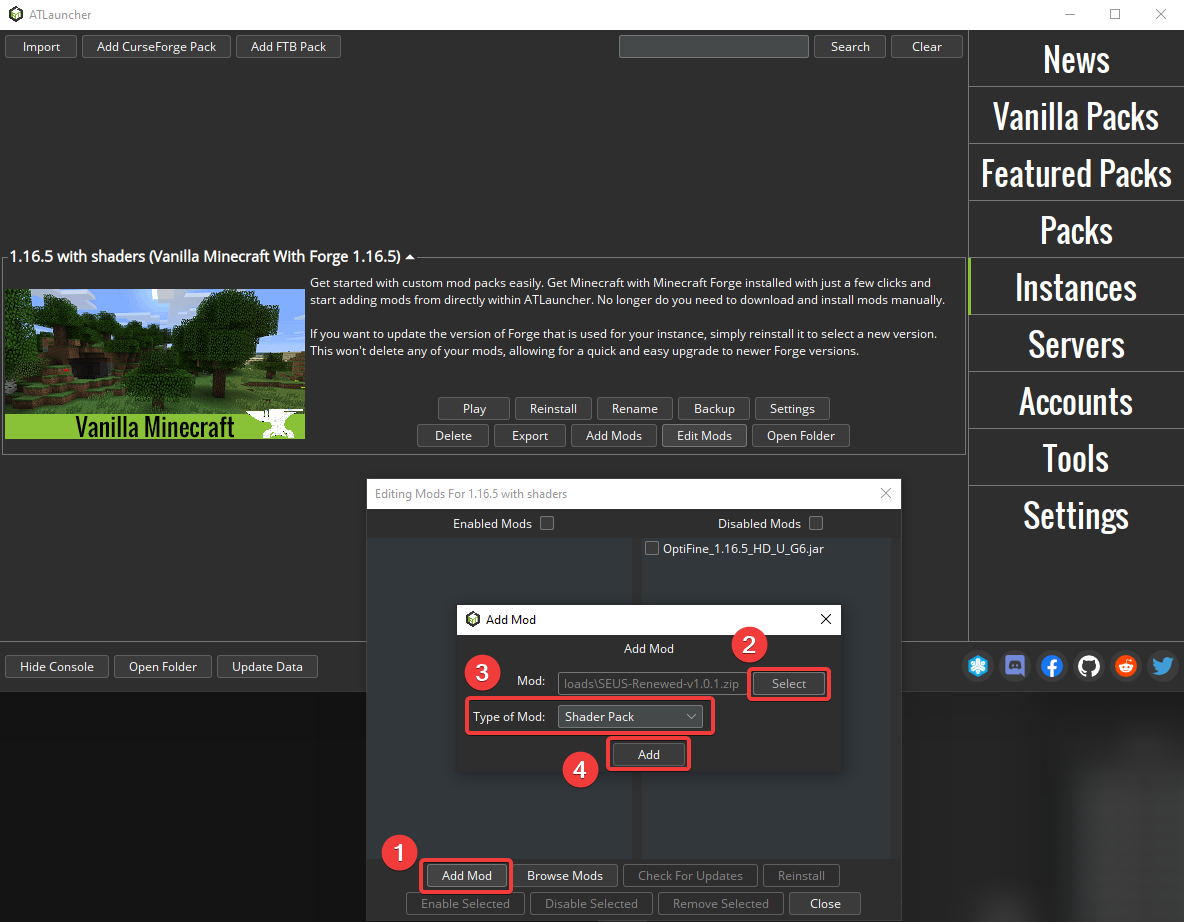 How to install shader packs 4